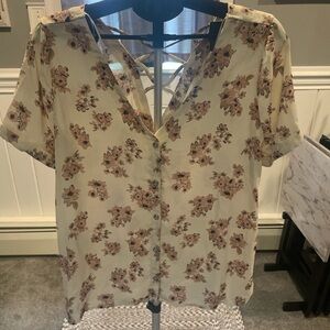 Sienna Sky Cream Blouse with pink Floral Design